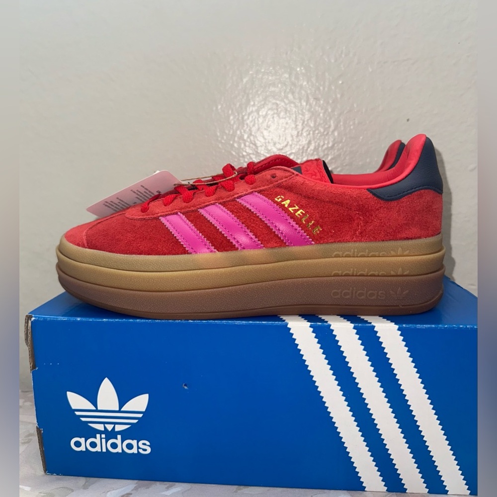 Adidas Gazelle Bold W Mujer Talla 6 Platform Sneakers Rojo Rosa Nuevos